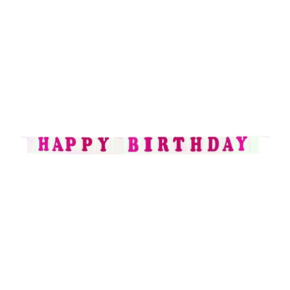 Way To Celebrate Pink Happy Birthday Foil Fringe Party Banner, 7 ft