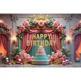 thumbnail image 1 of Pink Happy Birthday rations Backdrop Balloons Crown Flower Sweet 16 M's 40th 70th Party Banner Background, 1 of 8