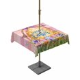thumbnail image 1 of Pink Happy Easter Outdoor Tablecloth - 60x60 Inch Square Dining Table Cover, Spring Easter Eggs Floral Wooden Waterproof Outdoor Table Cloth with Umbrella Hole & Zipper for Picnic/Patio/Party, 1 of 7