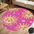 thumbnail image 1 of Pink Happy Sun Floral Print Round Carpet Living Room Bedroom Home Decoration Coffee Table Mat Lounge Rug Chair Mats, 1 of 5