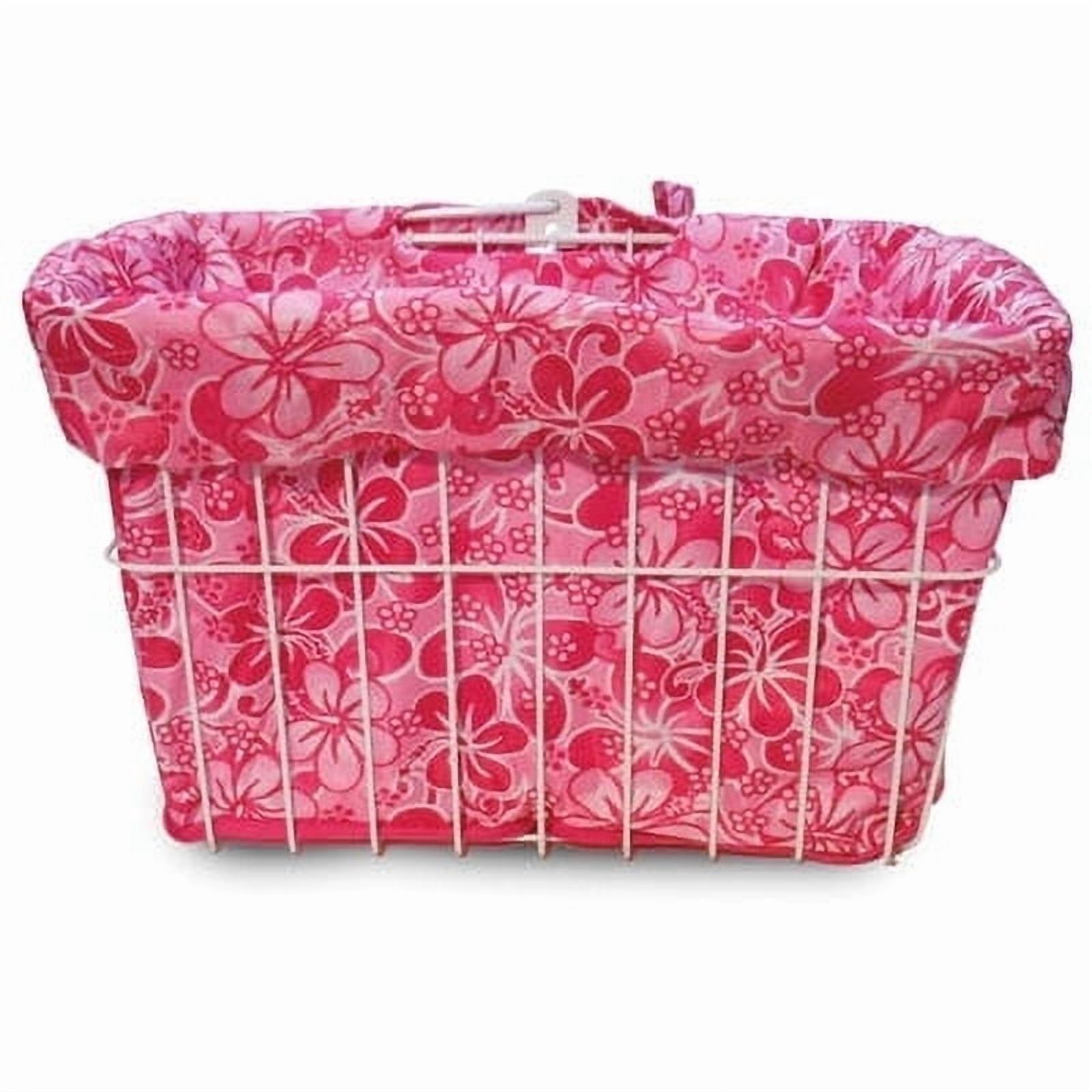 Cruiser Candy Bike Basket Liner Waterproof, Universal Fit for Most Bike Baskets, Stylish 2in1Tote, Bike Basket Cover, Front Wire Or Wicker Bike Baskets Fits Up to 15x12x10 - Pink hawaiian