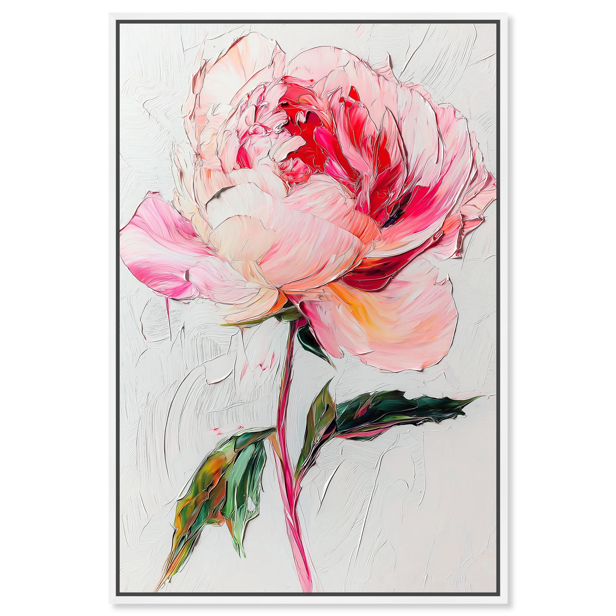 Pink Haze Floral Canvas Art with White Frame, 16" x 11"