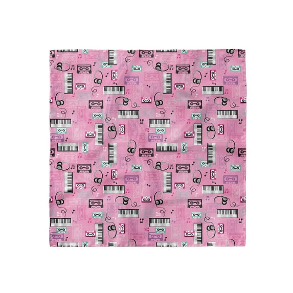 Pink Head Scarf, Music Theme Vintage Retro, Head Wrap, 3 Sizes, by Ambesonne