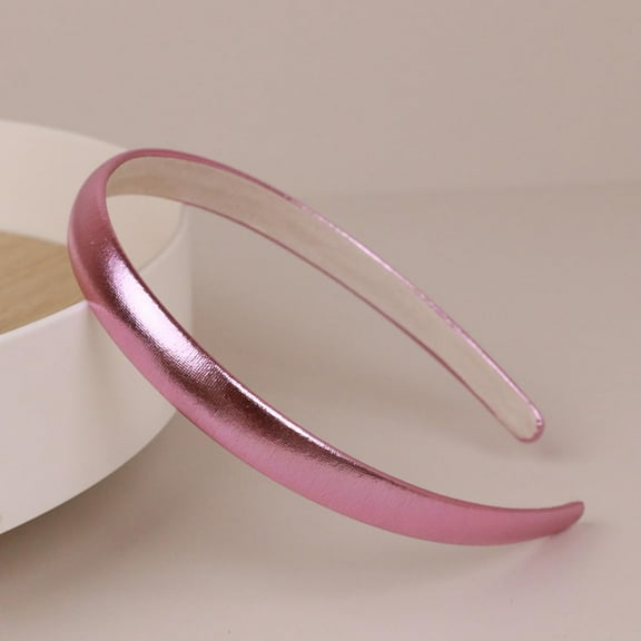 Pink Headband for Women and Girl - Thin Satin Hair Band, Fashion Plastic Hard Headpiece, Cute Pink Head Band Headpiece Hair Accessories for Women