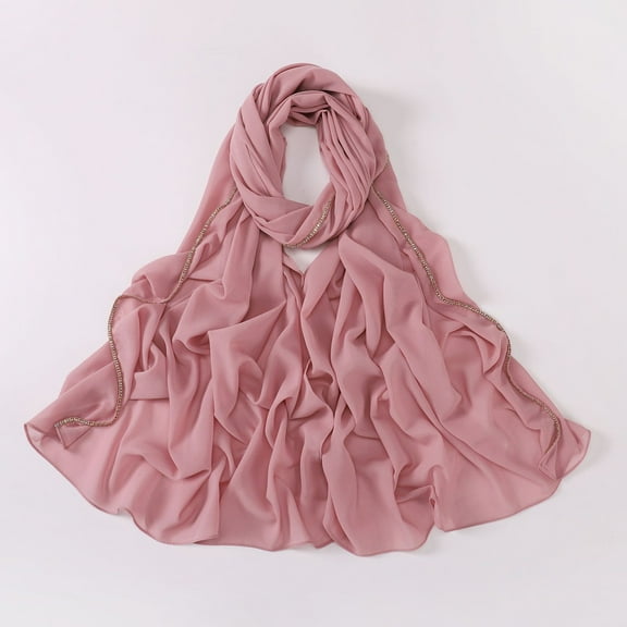 Pink Headband for Women's Solid Color Crinkled Hat with Muslim Ethnic Hijab