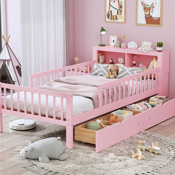 Pink Color - Sturdy and Storage-Friendly Bed - Shared Bedroom - Comfortable and Organized Co-Sleeping