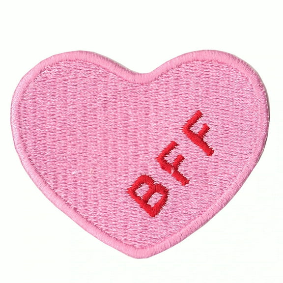 Pink Heart Best Friends Forever BFF Embroidered Iron on Patch