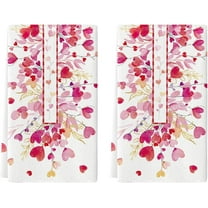 Pink Heart Branch Valentine''s Day Kitchen Towels Dish Towels, 18x26 Inch Farmhouse Wedding Decoration Hand Towels Set of 2