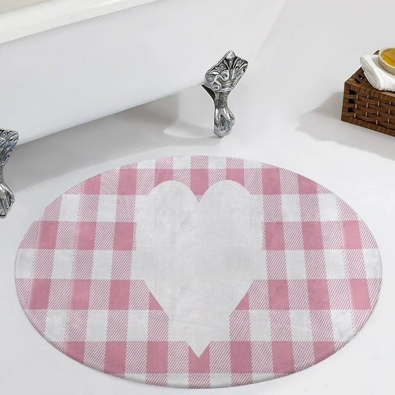 Pink Heart Check Merch Round Carpet Circle Rug Outdoor Patio Area Rug Washable Large Area Rugs Hallway Room Decor Fitness Mats