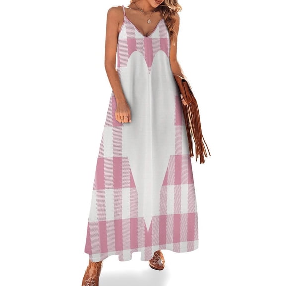 Pink Heart Check Merch Sleeveless Dress Loose Women's Dress Dresses Luxury Evening Dresses