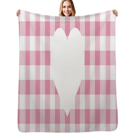 Pink Heart Check Merch Soft Blanket Travel Bedding Throws Flannel Bedspread Sofa Bed Cover