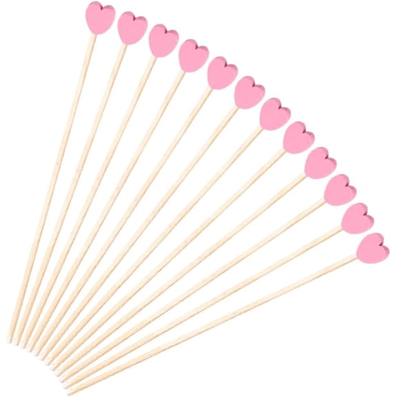 Pink Heart Cocktail Sticks,Wooden Coffee Stirrers,Disposable Drink Stir Sticks,Milk Tea Stirring Sticks,Love-Shaped Beverage Stirrers,Home Bar Accessories,for Birthday Wedding Party 100 Pcs