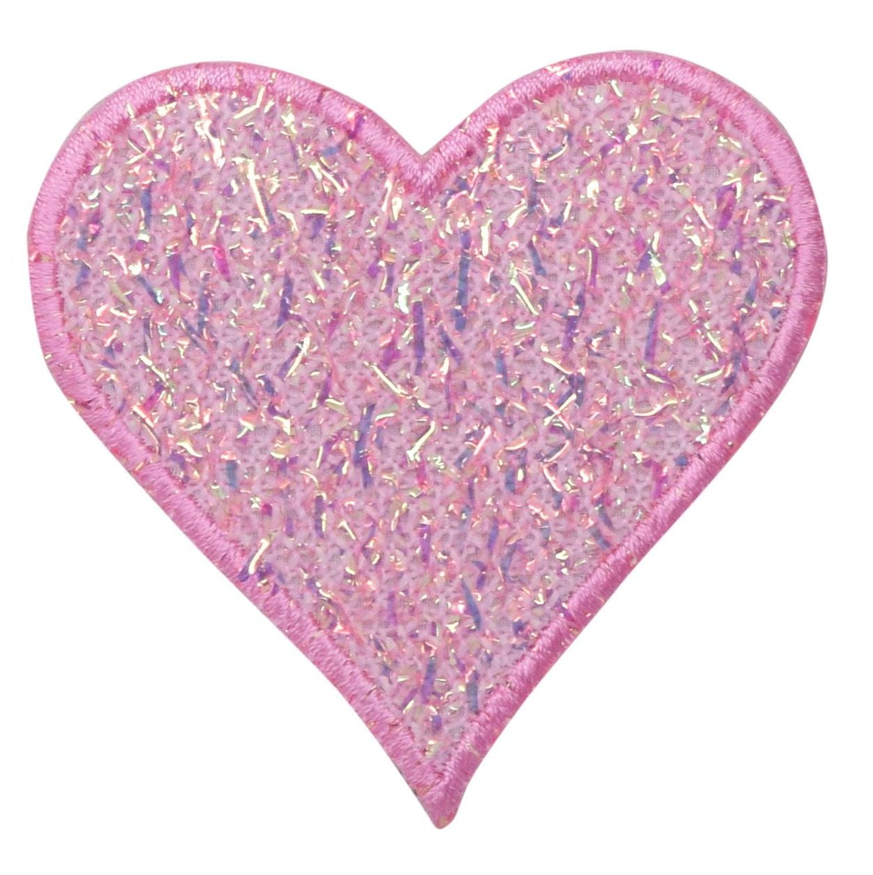 Vintage Pink White Heart Iron-on Embroidered Applique Patches #5036