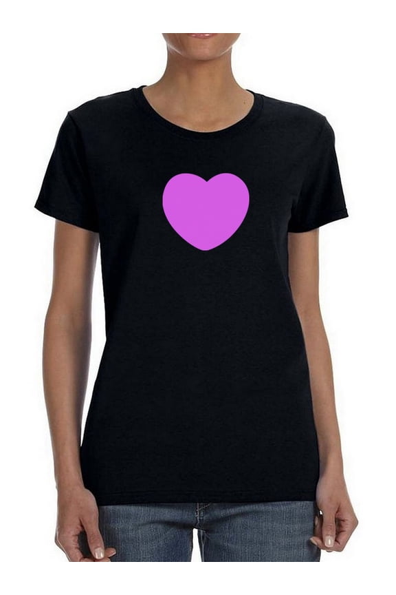 Pink Heart Cool Design Graphic Women Black T-Shirt, Female Large