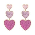 thumbnail image 1 of Pink Heart Dangling Earrings - Gold-Plated, Glitter Design, Lightweight, Ideal Gift for Birthday, Prom & Valentine's Day, 1 of 1
