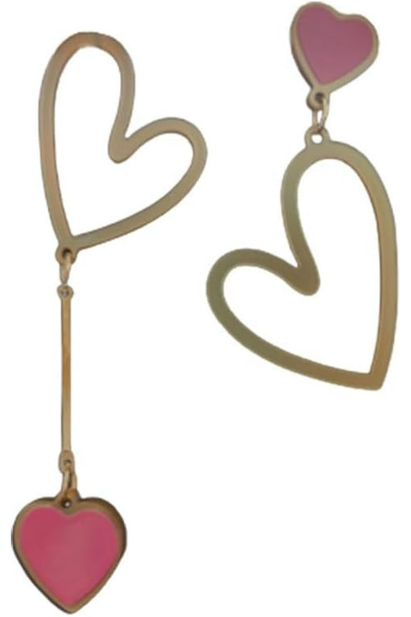 Pink Heart Earrings Layered Acrylic Love Heart Dangle Earrings for Women Triple Heart Fringe Drop Earrings Party Valentine's Day Gift Jewelry