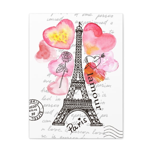 Pink Heart Eiffel Tower Paris France Canvas Artwork Breathtaking French City for Home Decor Ready to Hang