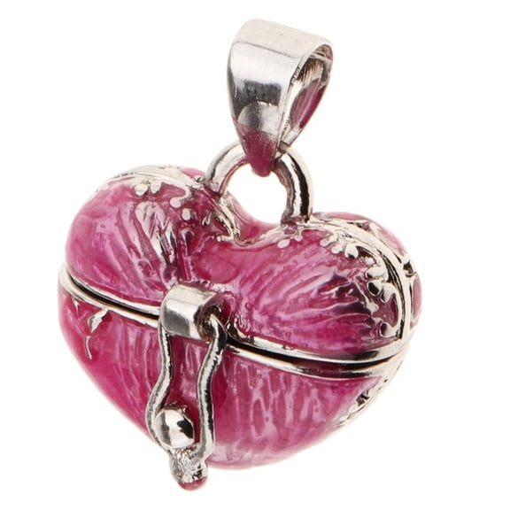 Pink Heart Enamel Memorial Ash Keepsake Casket Pendant Necklace for Ash Holder