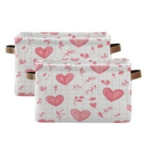 Pink Heart Foldable Storage Basket,Canvas Fabric Foldable Storage Bins with Handles Open Home Storage Bins Boxes for Toy Book Shelf Closet Baskets