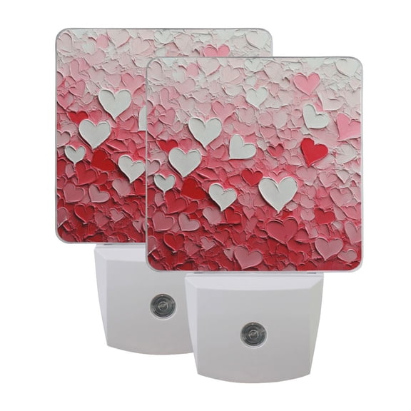 Pink Heart Gradient LED Night Light with Smart Sensor Plug Into Wall Dusk to Dawn 2 packs