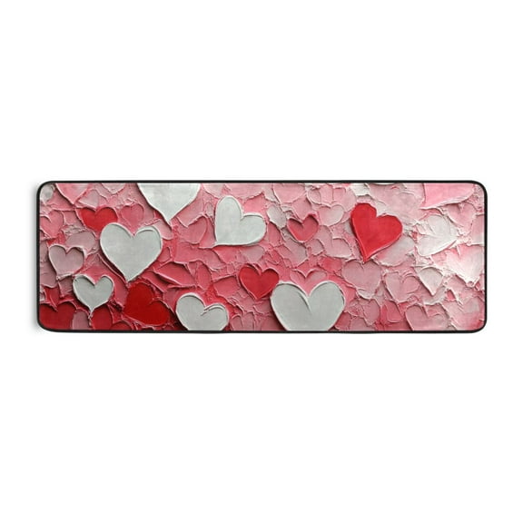 Pink Heart Gradient Runner Rug for Hallways Kitchen Non Slip 2'x 6' Washable Hall Carpet for Bedroom Entryway Laundry Room