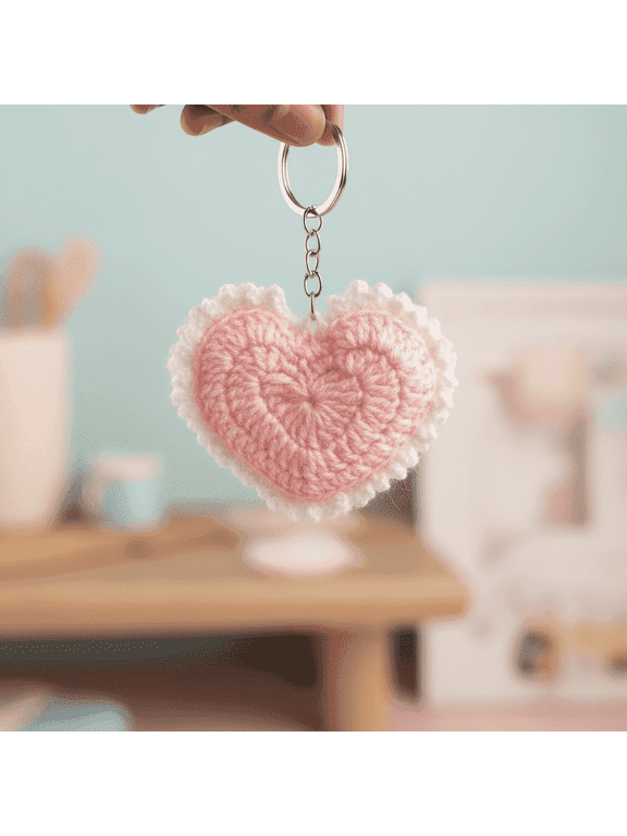 QRIXLOOM Pink Heart Keychain for Women & Girls, Cute Love Heart Key Ring for Keys, Bags & Backpacks, Durable Accessory, Pack of 1