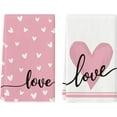 thumbnail image 1 of Pink Heart Love Valentine''s Day Kitchen Towels Dish Towels, 18x26 Inch Anniversary Wedding Farmhouse Decoration Hand Towels Set of 2, 1 of 6