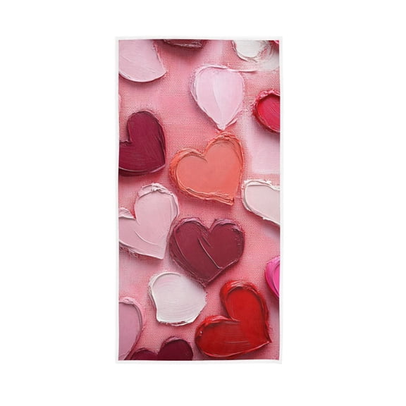 Pink Heart Painted with Paint Face Towel Absorbent Hand Towels Bath Sport Gym