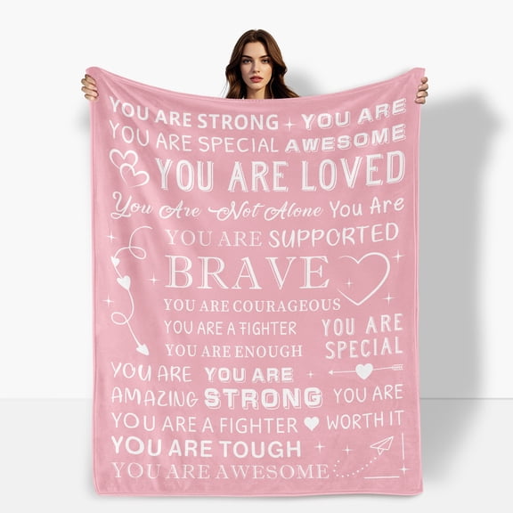 Pink Heart Pattern Flannel Blanket For Couples Love Encouragement Gift Suitable For Sofa Bed Travel Camping Made With Polyester Fabric Soft Warm Comfortable Shipped From USA Ideal For Family Friends