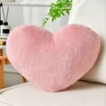 thumbnail image 1 of Pink Heart Pillow Valentine's Day Throw Pillows Cute Heart Decorative Pillow Faux Rabbit Fur Plush Hoom Decor Pillow Cushion for Girlfriend Valentine Anniversary （19.6"x15.7"）, 1 of 9
