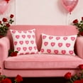 thumbnail image 1 of Pink Heart Print Romantic Pillowcase - Soft Comfortable Cushion Cover for Sofa & Bed - Cute Valentine's Day Themed Home Decor, Machine Washable & Wrinkle-Resistant for Home Daily Use, 17.72*17.72in, 1 of 8