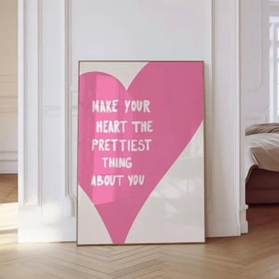 Pink Heart Quote Poster, Poster Home Decor, Poster Only