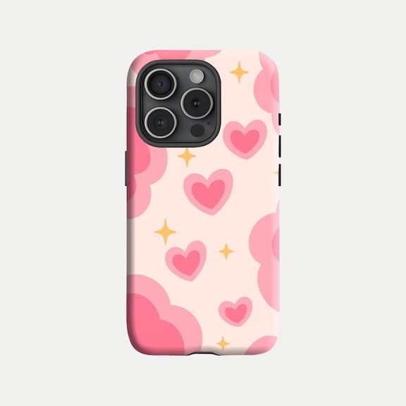 Pink Heart Shaped Cute Girly Gift Retro Aesthetic Artistic Phone Case for iPhone 11 12 13 14 15 16 17 Pro Max