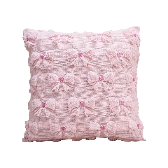 Pink Heart Shaped Faux Wool Pillow Case 17.7 Inch Square With Hidden Zipper Soft Fabric For Home Decor And Comfort Washable