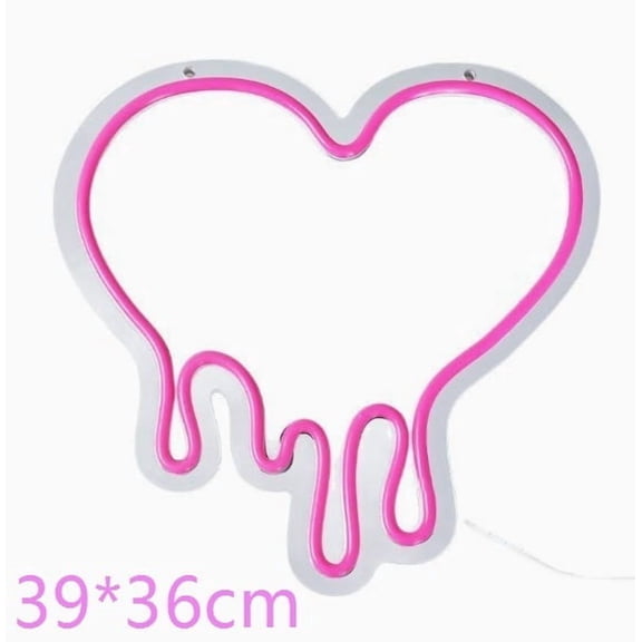 Pink Heart-Shaped Melting Light Sign - USB Powered Wall-Mounted Cosmetic Mirror for Home and Studio Decor