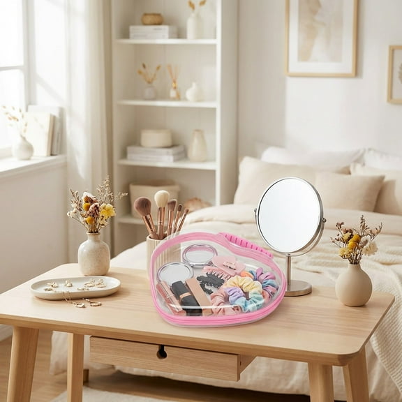 Pink Heart Shaped Travel Packing Cubes 3 Piece Set Large Medium Small Luggage Organizer Bags for Clothes Accessories with Handles