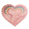 thumbnail image 1 of Pink Heart-Shaped Valentines Carpet Mats Rainbow Bathroom Rug, Soft & Plush Microfiber Floor Doormat, Bedside Bedroom Plush Doormats, Colorful Striped Bathroom Floor Mat (Rainbow Sugar), 1 of 4