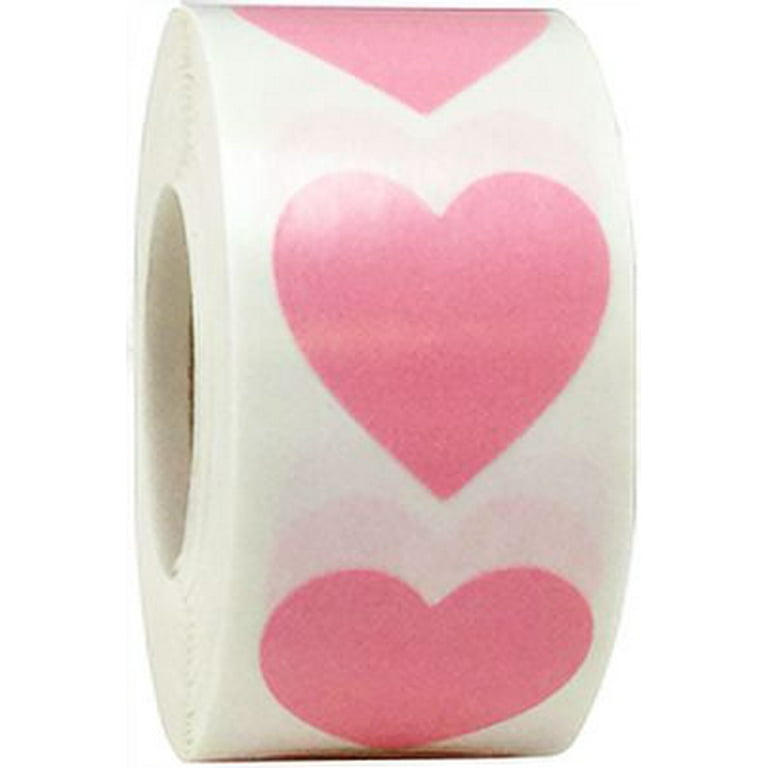 Pink Heart Stickers, 1 Inch Wide, 500 Labels on a Roll