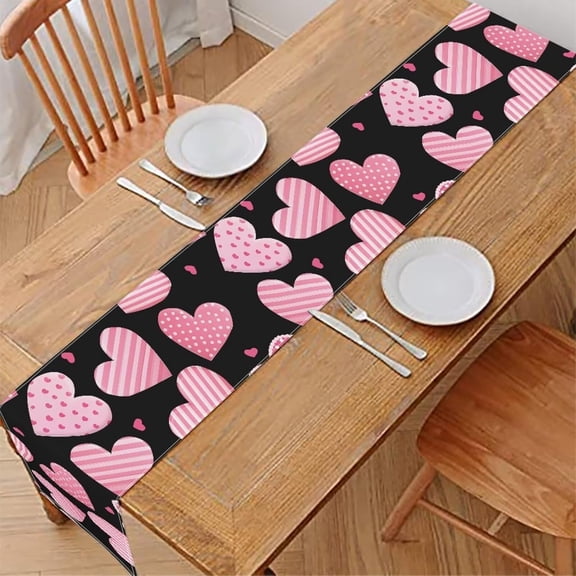 Pink Heart Table Runner Centerpieces for Tables 12×108 Inches Suitable for Most Tables Wedding Anniversary Valentine''s Day Party Decoration
