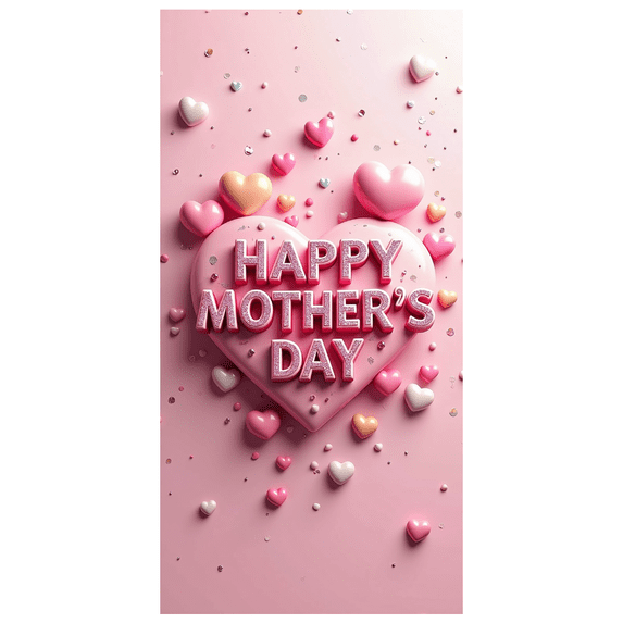 Pink Heart Themed Banner for Mother's Day Decorations Backdrop Party Supplies Photography Props Family Gatherings Home Decor Celebrations