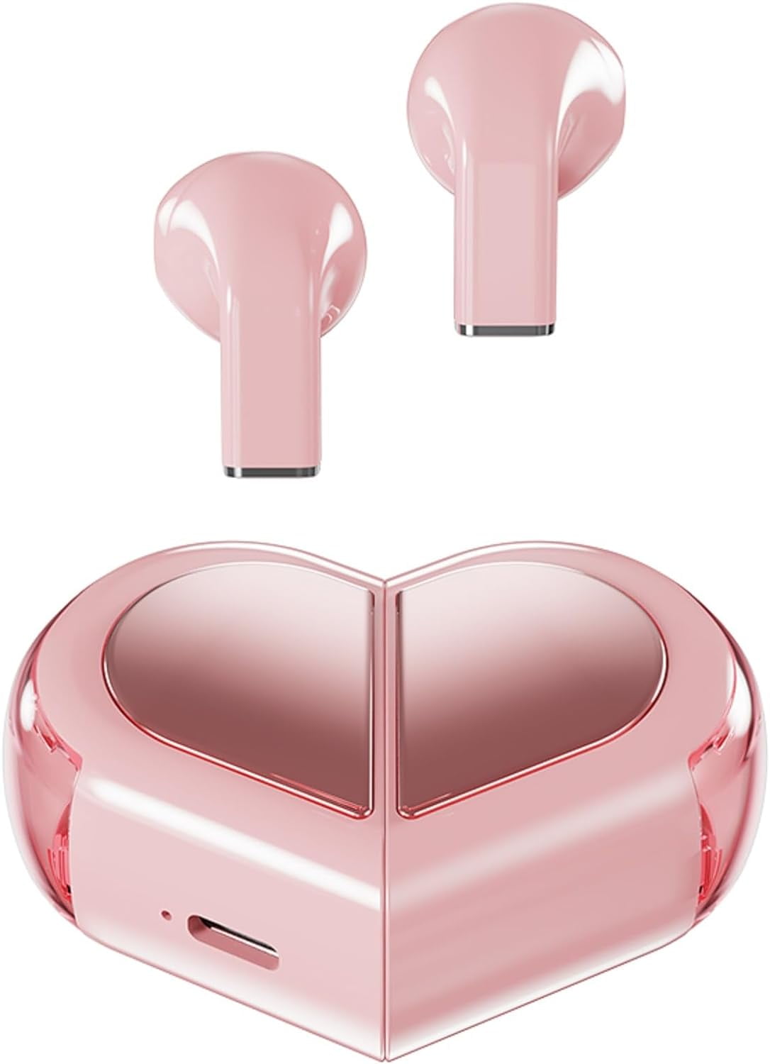 Pink Heart Wireless Earbuds for Girls Kids, Cute Small Mini Tiny Invisible Earbuds Wireless Bluetooth for Small Ears Canals Women Rose Gold Kawai Blue Tooth Ear Buds for iPhone Android, Pink
