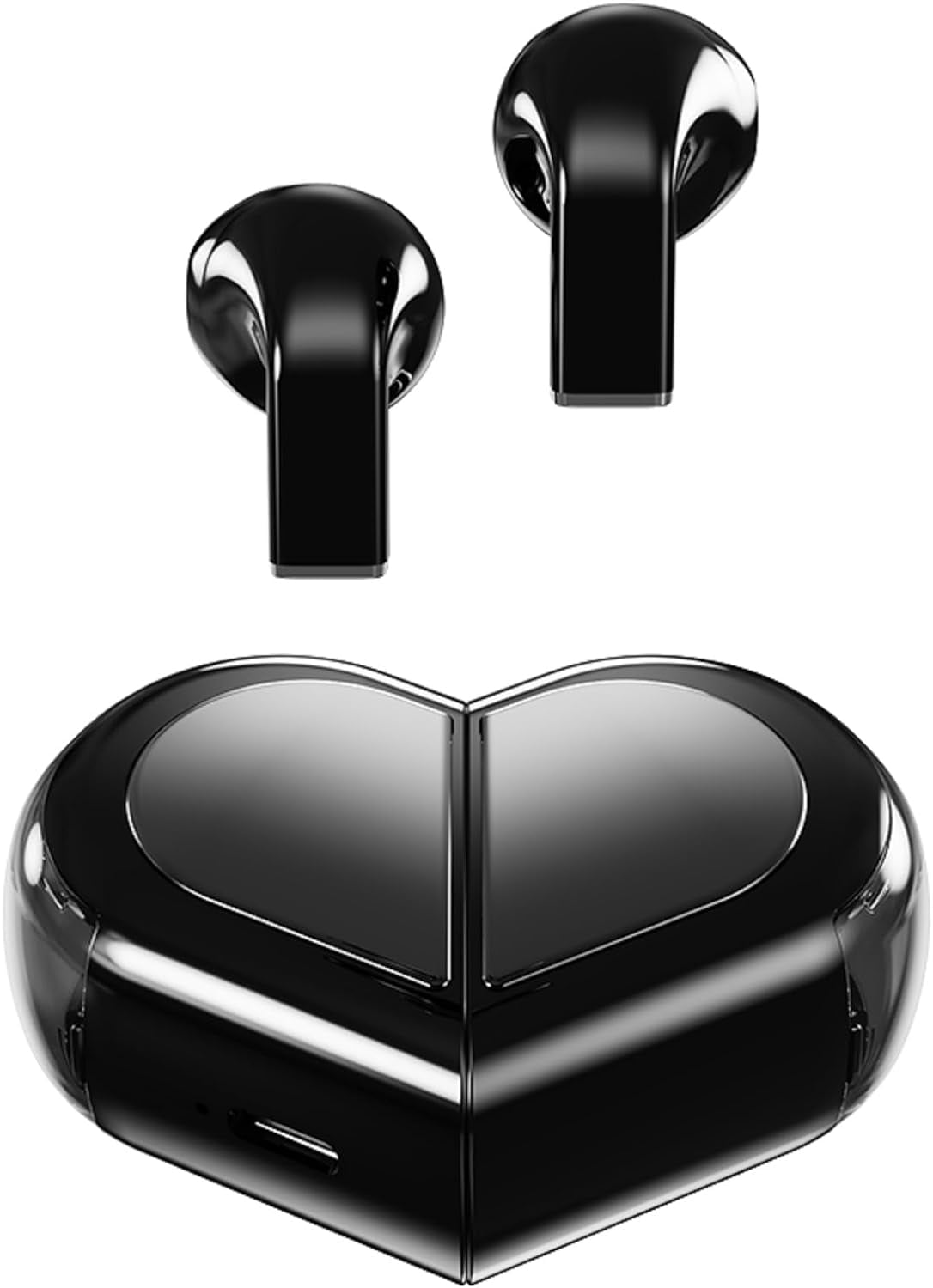 Pink Heart Wireless Earbuds for Girls Kids, Cute Small Mini Tiny Invisible Earbuds Wireless Bluetooth for Small Ears Canals Women Rose Gold Kawai Blue Tooth Ear Buds for iPhone Android, Black
