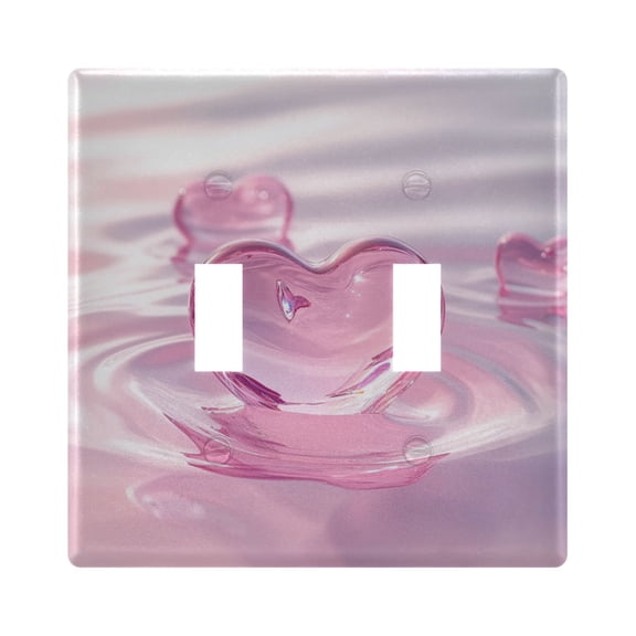 Pink Heart-shaped Glass Decorative Light Switch Plates Switch Cover Decorative Wall Plates Ideal for Living Room Kitchen Bedroom and Study