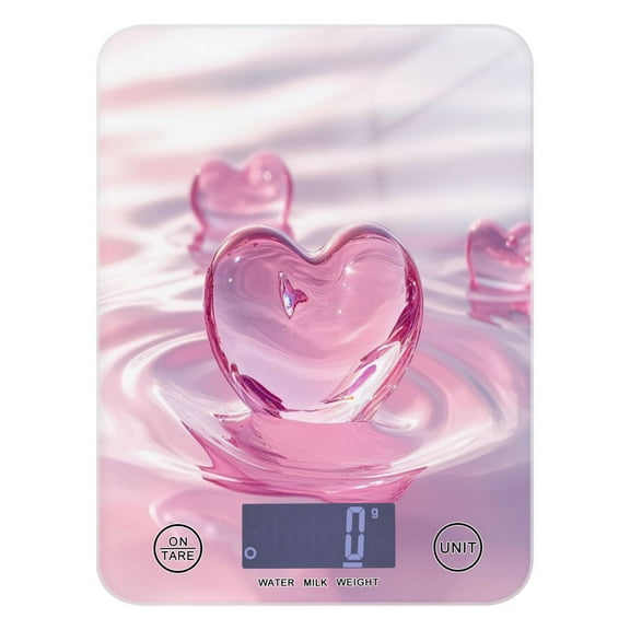 Pink Heart-shaped Glass Food Scale Digital Kitchen Scale Waterproof Grams Ounces lbs for For Baking and Cooking