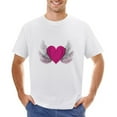 thumbnail image 1 of Pink Heart with Wings Men’s Graphic T-shirt Vintage Short Sleeve Sport Tee White 4XL, 1 of 5