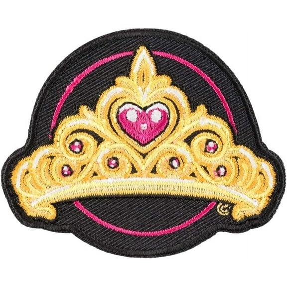 Pink Hearted Princess Gold Crown Patch, Ladies Patches
