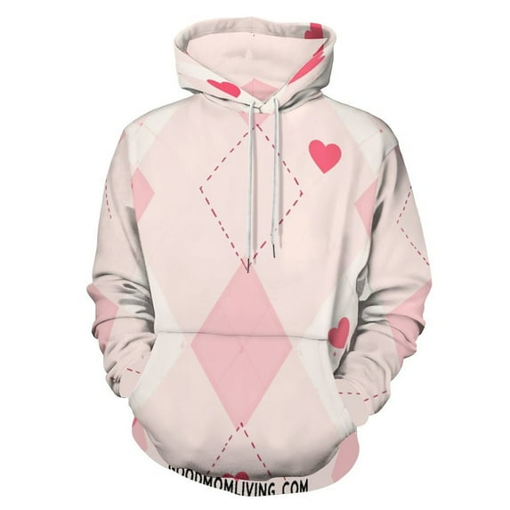 Pink Hearts Argyle Pattern 3D Print Hoodie Men Women Autumn Thin Pullover Sweatshirt Vintage Streetwear Tops