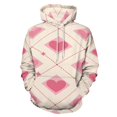 thumbnail image 1 of Pink Hearts Dotted Grid Pattern Men's Women Vintage 3D Hooded Sweatshirt - All-Season Loose Fit Streetwear, 1 of 6