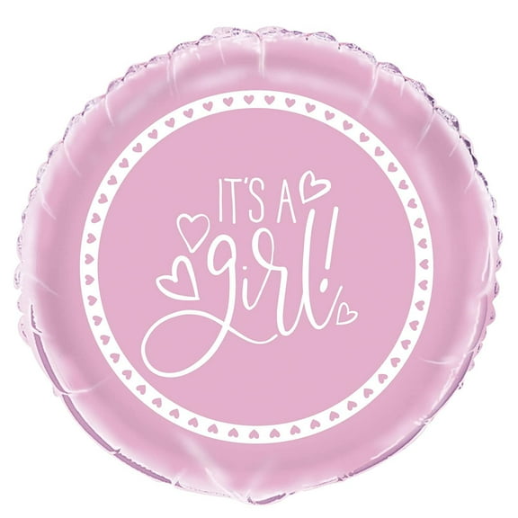 Pink Hearts "IT'S A GIRL" Round Foil Balloon - 18" (1 Pc.) - Adorable Pink Design, Perfect for Celebrations and Gender Reveals