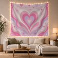 thumbnail image 1 of Pink Hearts on a Wavy Pastel Background, Romantic Retro Style for Teen Girls, Aesthetic Wall Decor, Valentine's Day Gift, Tapestry Wall Hanging for Bedroom and Dorm, 1 of 7